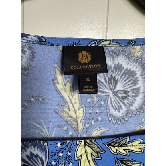 JM Collection Womens‎ Top Sz XL Watery Blue Wildflower Way NEW Floral - Picture 5 of 6
